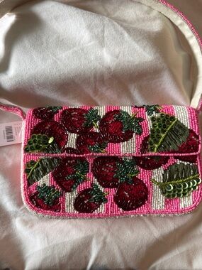 Anthropologie The Fiona Beaded  Bag: Food & Drink Edition, Strawberry Craze
